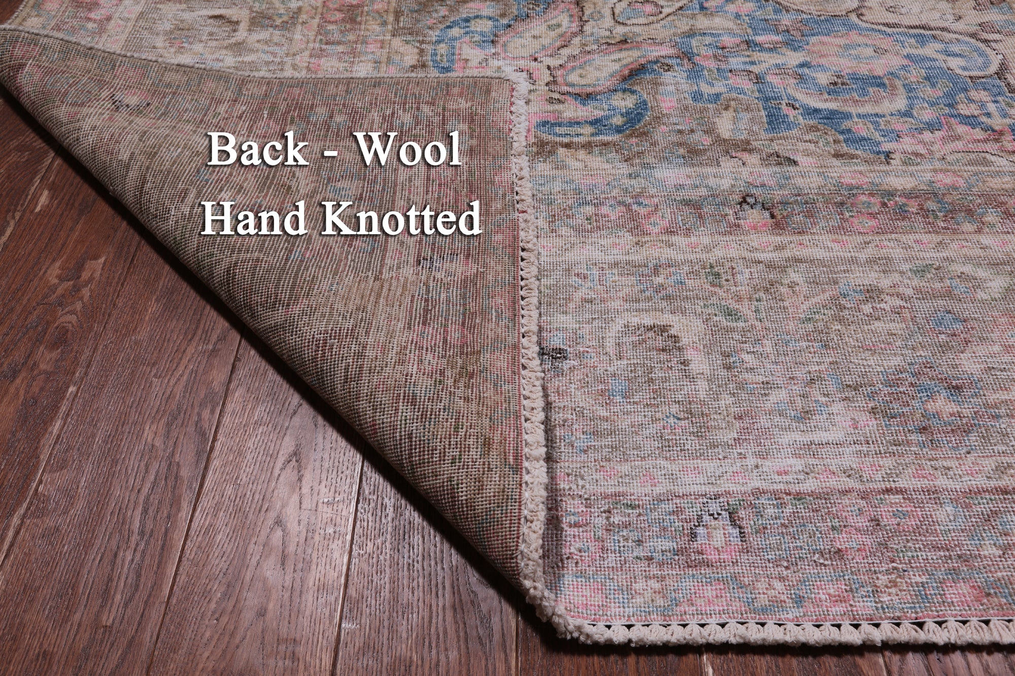 SUPER SALE Ivory Persian Vintage White Wash Hand Knotted Wool Rug - 9' 6" X 12' 7"
