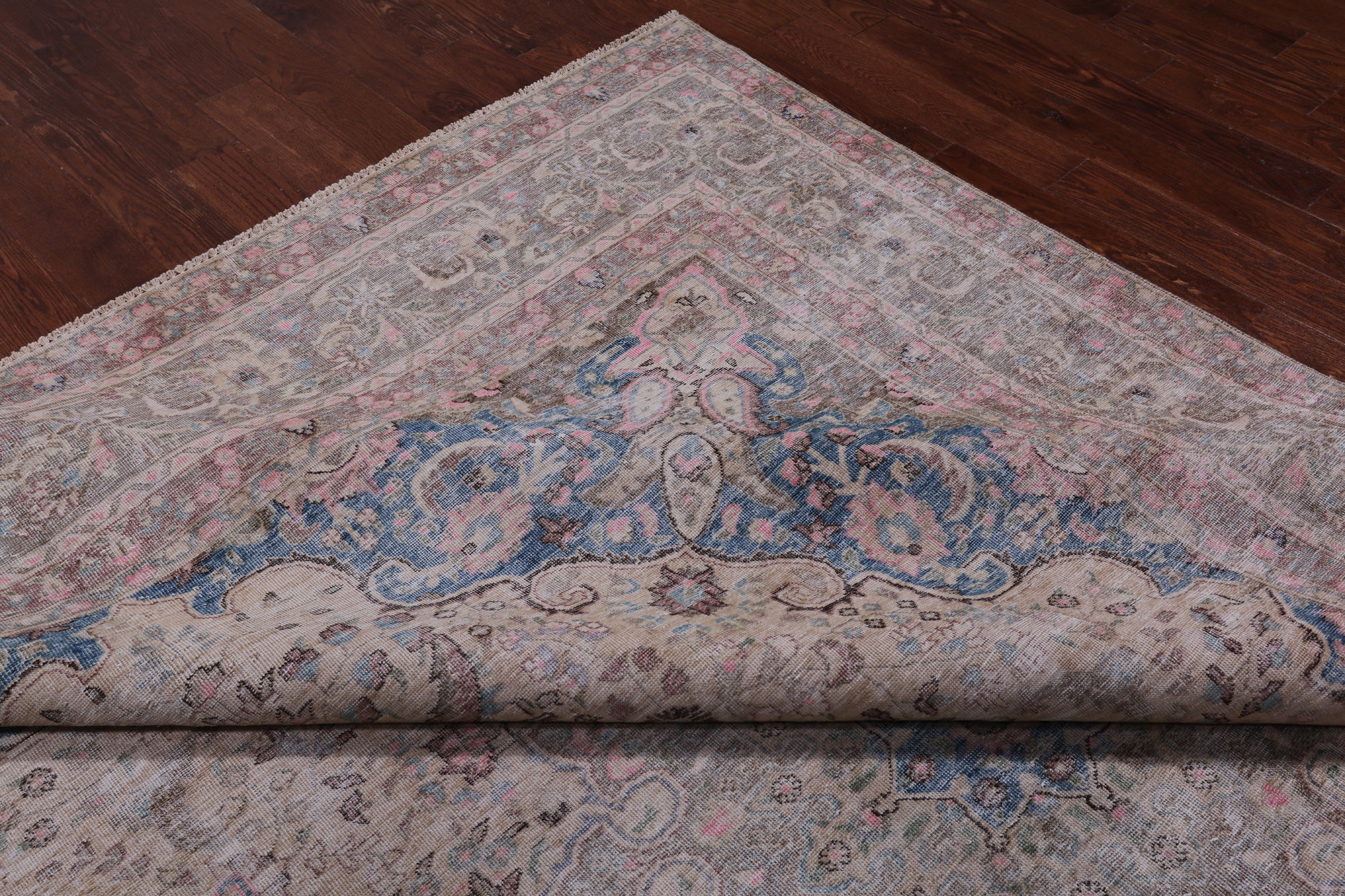 SUPER SALE Ivory Persian Vintage White Wash Hand Knotted Wool Rug - 9' 6" X 12' 7"