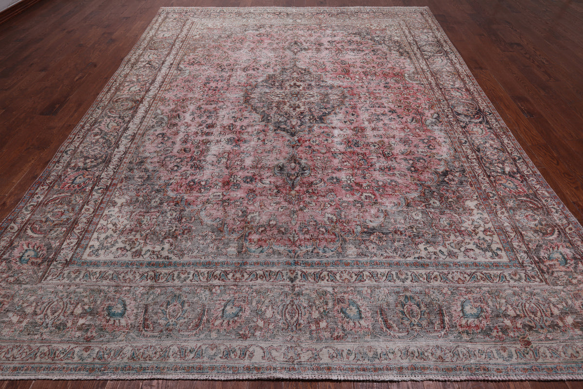 SUPER SALE Persian Vintage White Wash Handmade Wool Rug - 9' 8" X 12' 5"