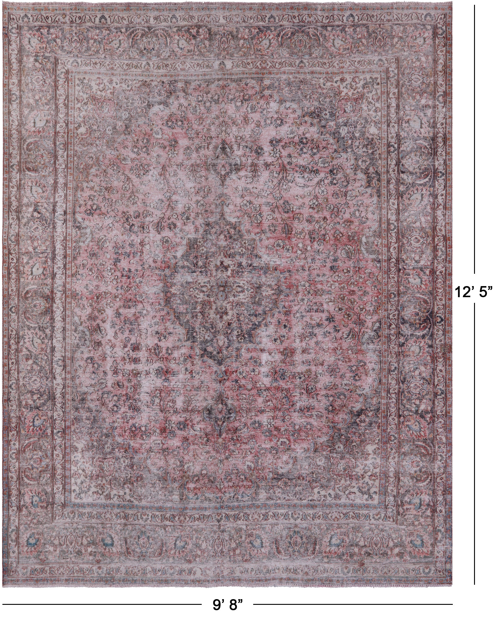 Persian Vintage White Wash Handmade Wool Rug - 9' 8" X 12' 5" - Golden Nile