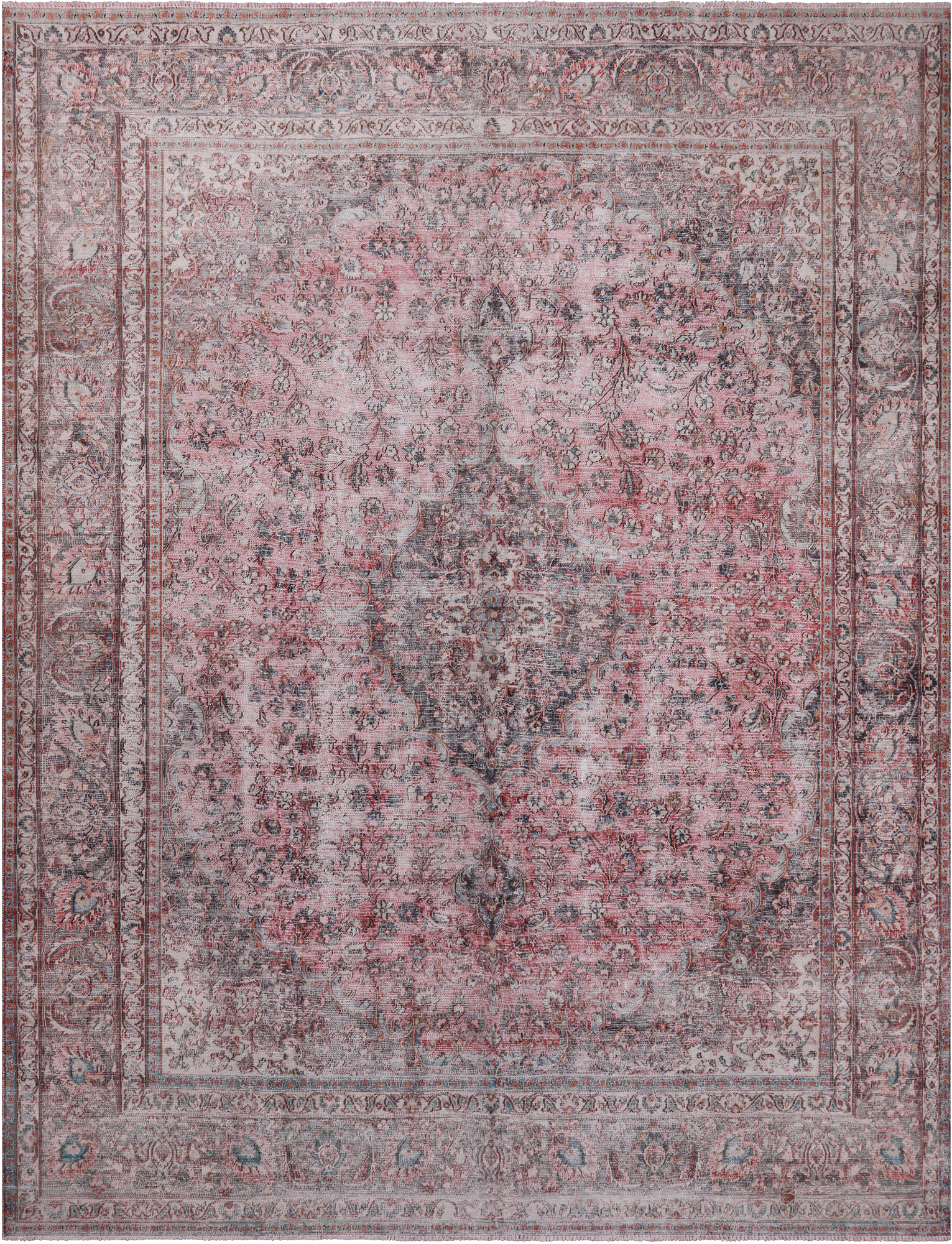 SUPER SALE Persian Vintage White Wash Handmade Wool Rug - 9' 8" X 12' 5"