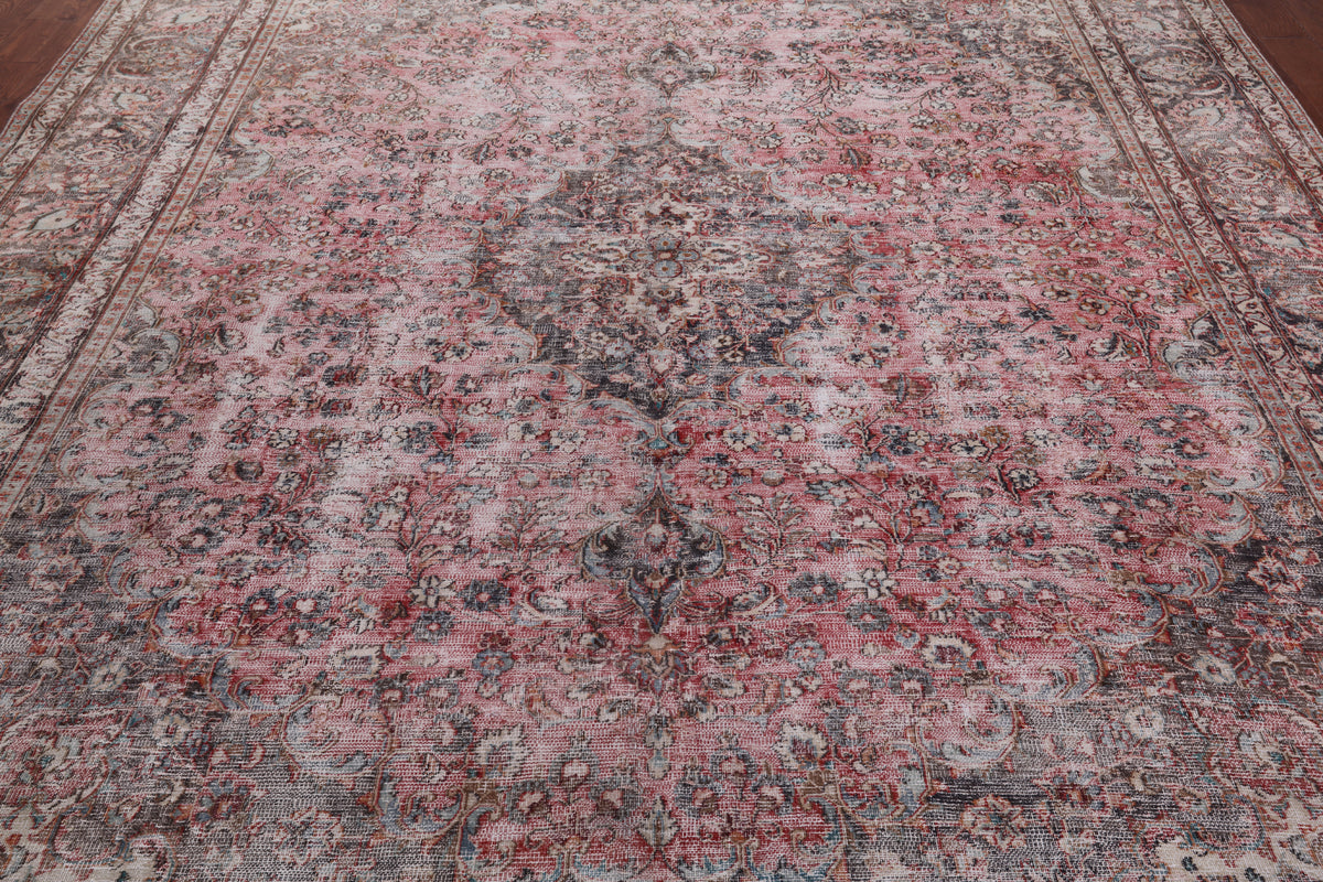SUPER SALE Persian Vintage White Wash Handmade Wool Rug - 9' 8" X 12' 5"