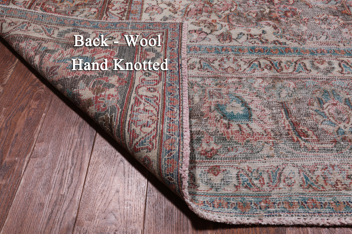 SUPER SALE Persian Vintage White Wash Handmade Wool Rug - 9' 8" X 12' 5"