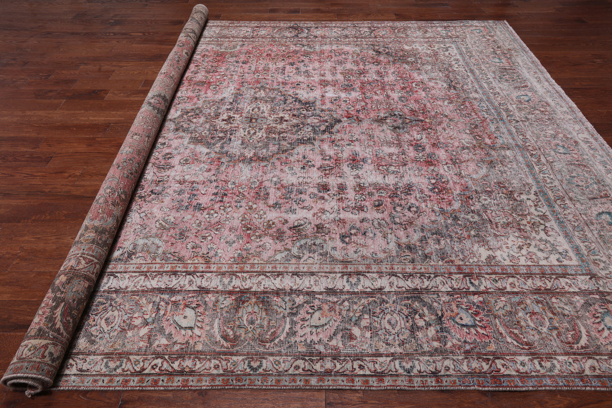 SUPER SALE Persian Vintage White Wash Handmade Wool Rug - 9' 8" X 12' 5"