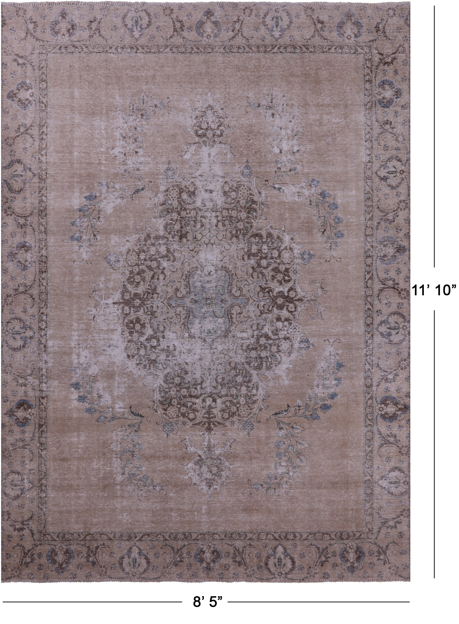 Persian Vintage White Wash Hand Knotted Wool Rug - 8' 5" X 11' 10" - Golden Nile
