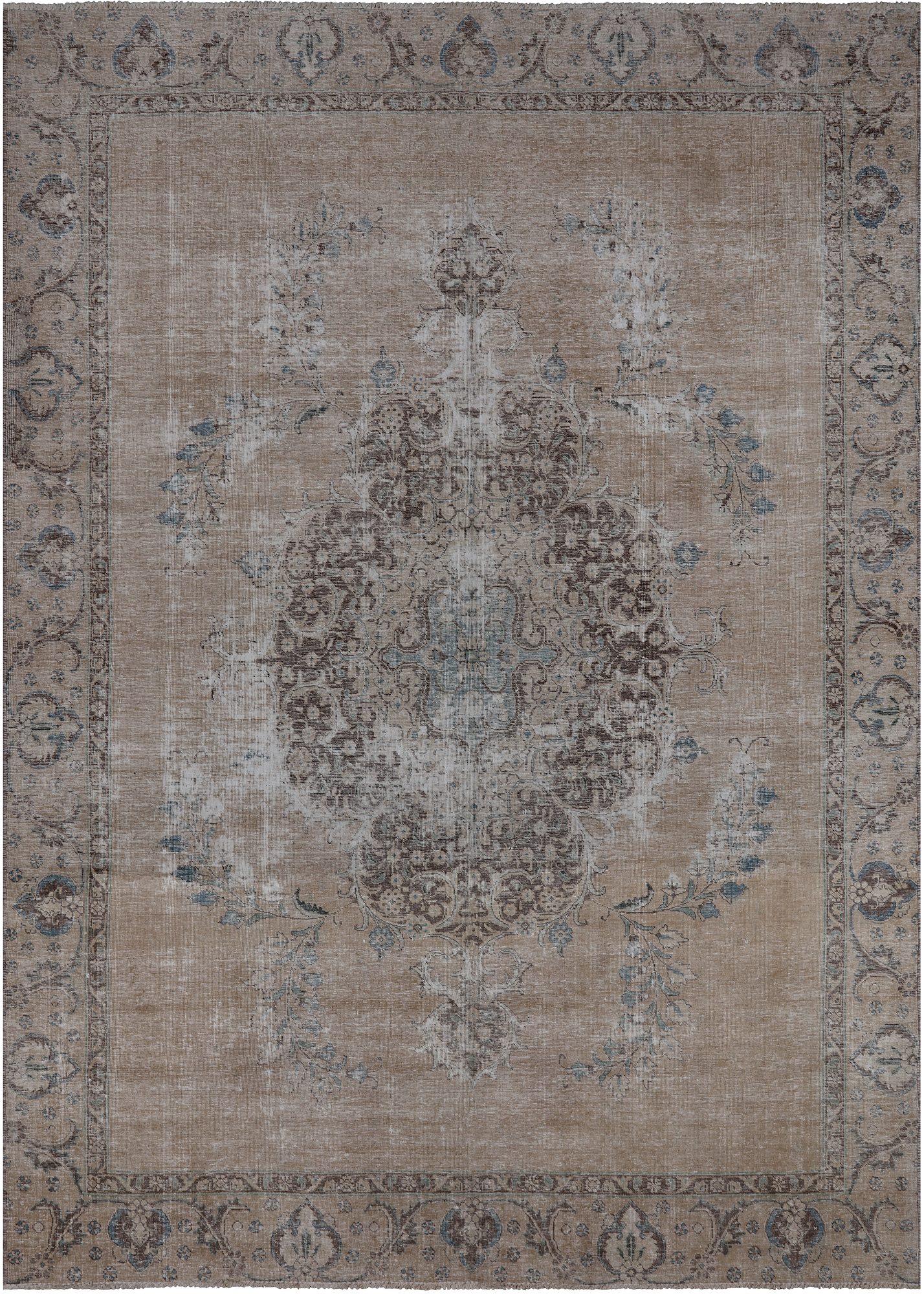 SUPER SALE Persian Vintage White Wash Hand Knotted Wool Rug - 8' 5" X 11' 10"