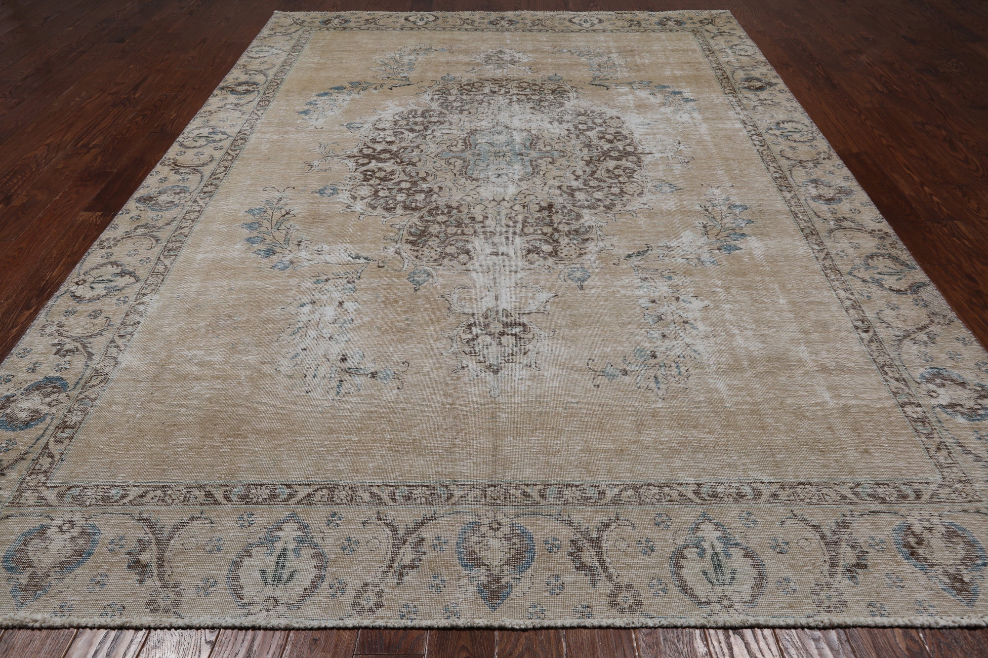SUPER SALE Persian Vintage White Wash Hand Knotted Wool Rug - 8' 5" X 11' 10"