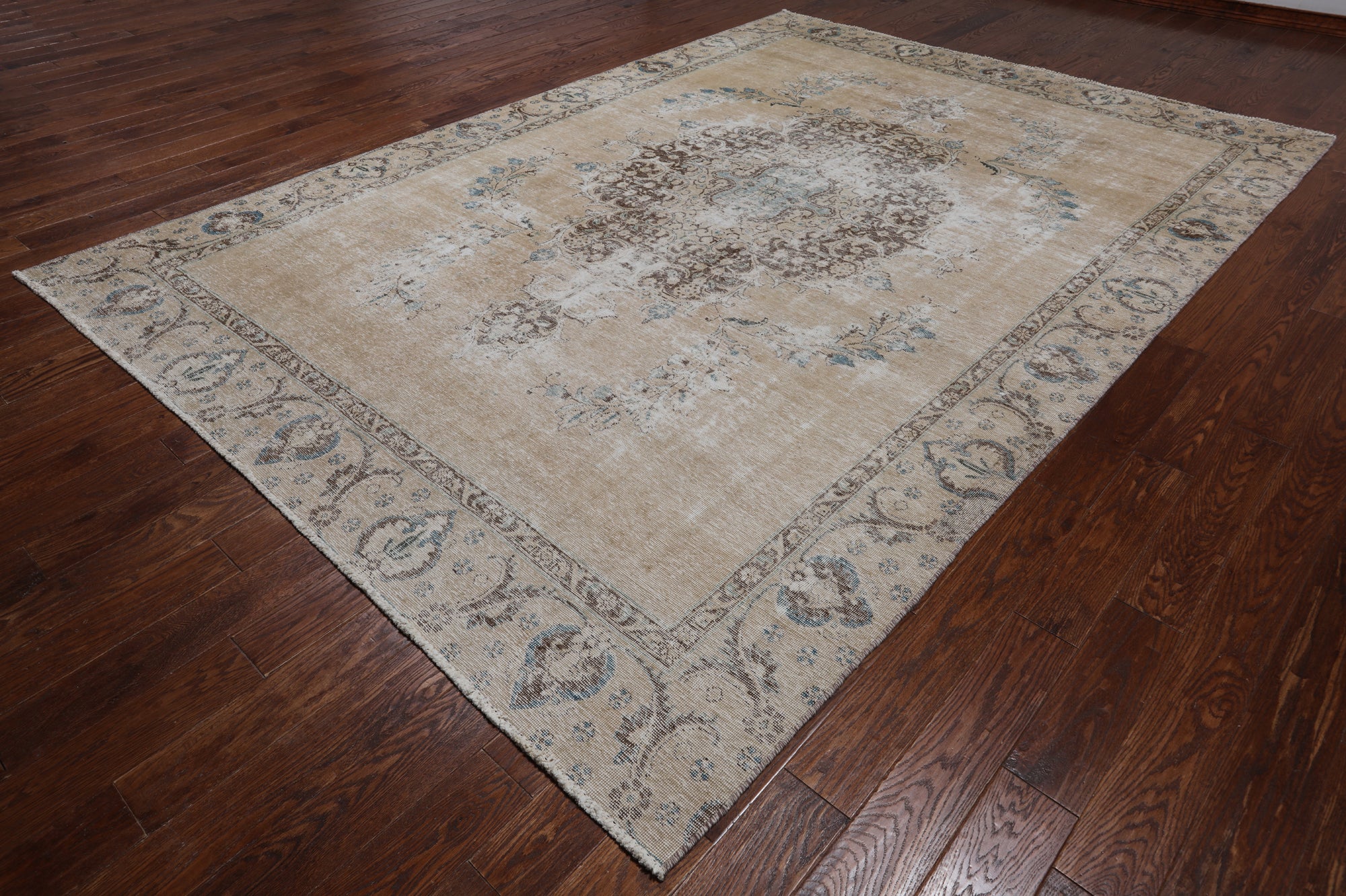 SUPER SALE Persian Vintage White Wash Hand Knotted Wool Rug - 8' 5" X 11' 10"