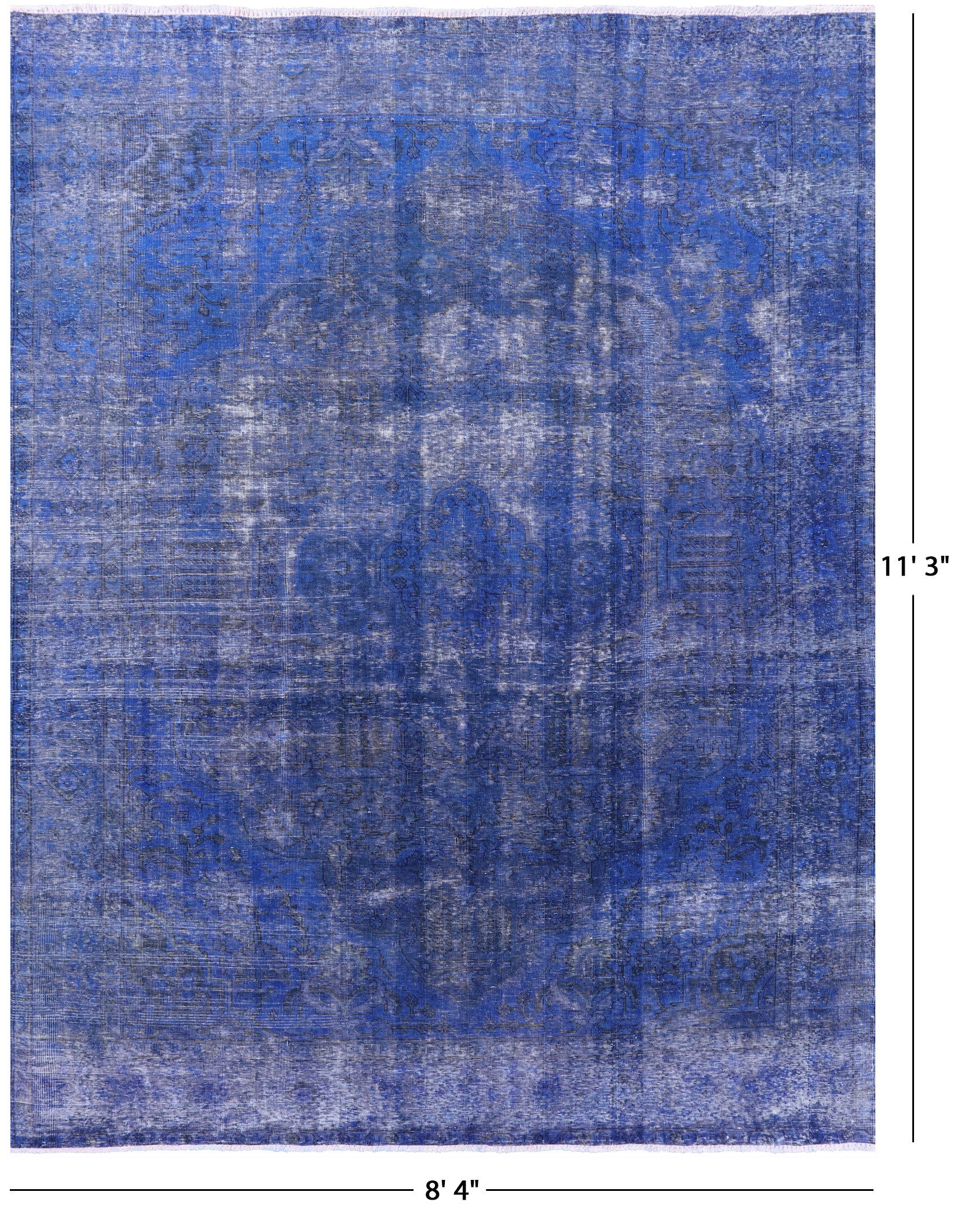 Blue Persian Overdyed Hand Knotted Wool Rug - 8' 4" X 11' 3" - Golden Nile