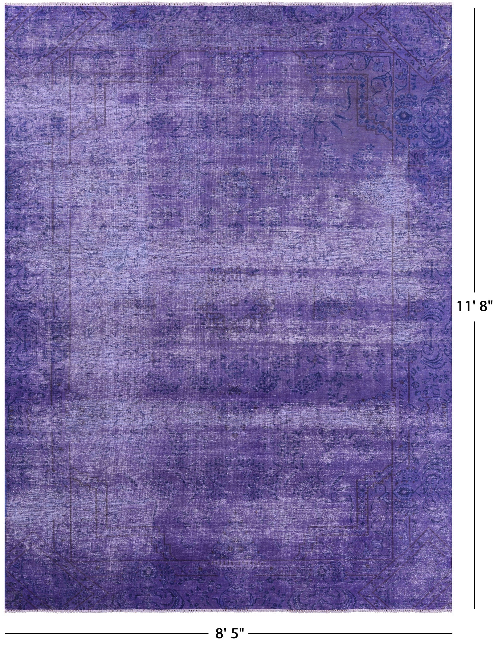 Purple Persian Overdyed Hand Knotted Wool Rug - 8' 5" X 11' 8" - Golden Nile