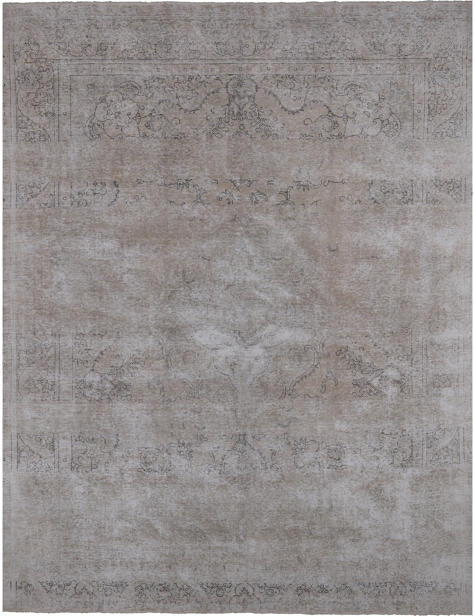 SUPER SALE Persian Vintage White Wash Hand Knotted Wool Area Rug - 9' 5" X 12' 6"
