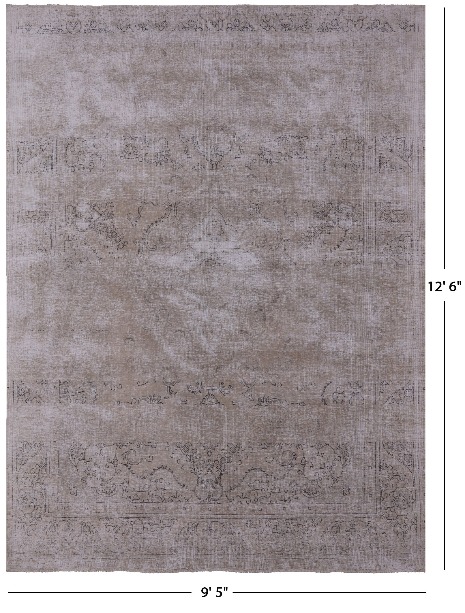Persian Vintage White Wash Hand Knotted Wool Area Rug - 9' 5" X 12' 6" - Golden Nile