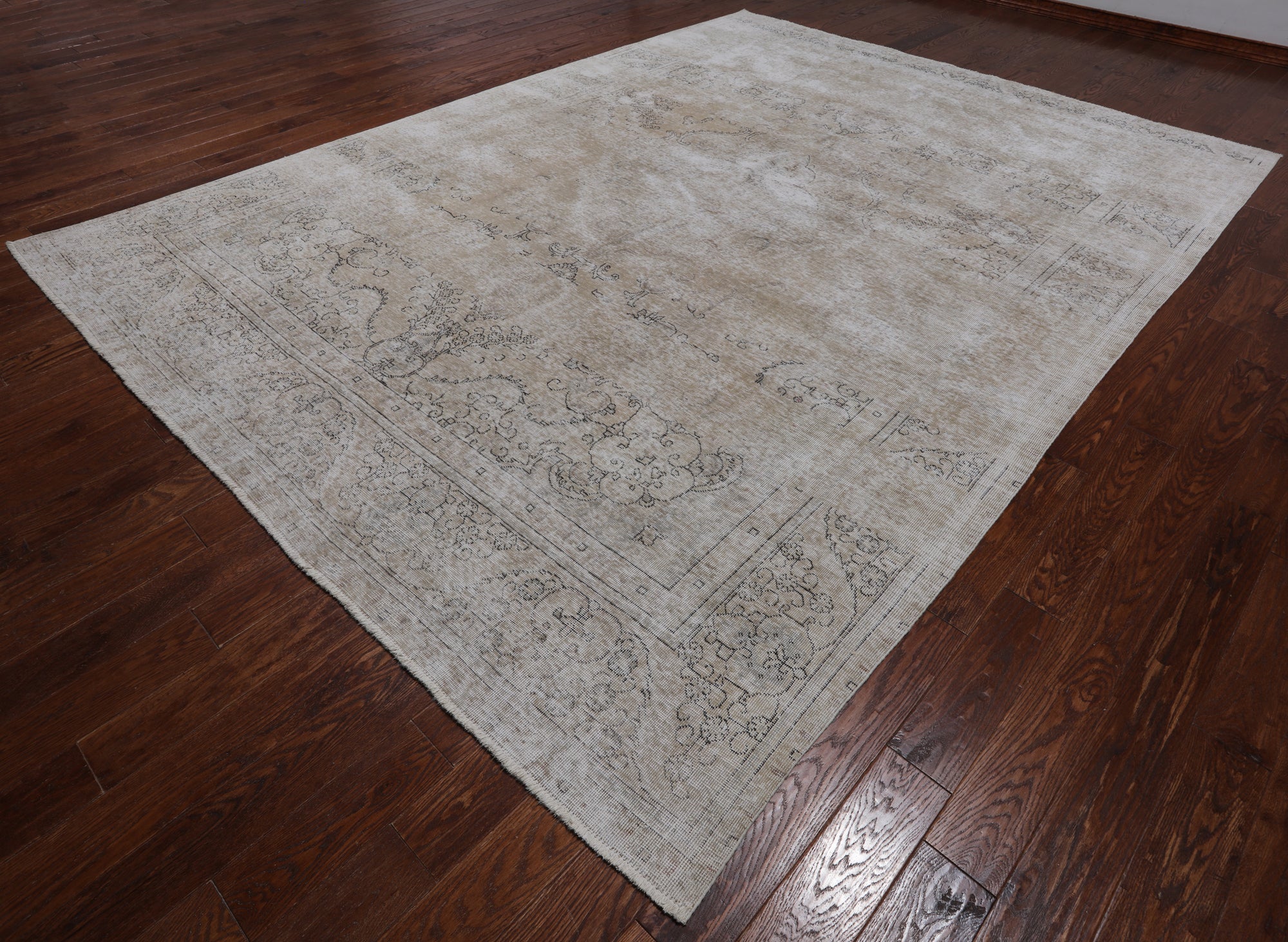 SUPER SALE Persian Vintage White Wash Hand Knotted Wool Area Rug - 9' 5" X 12' 6"