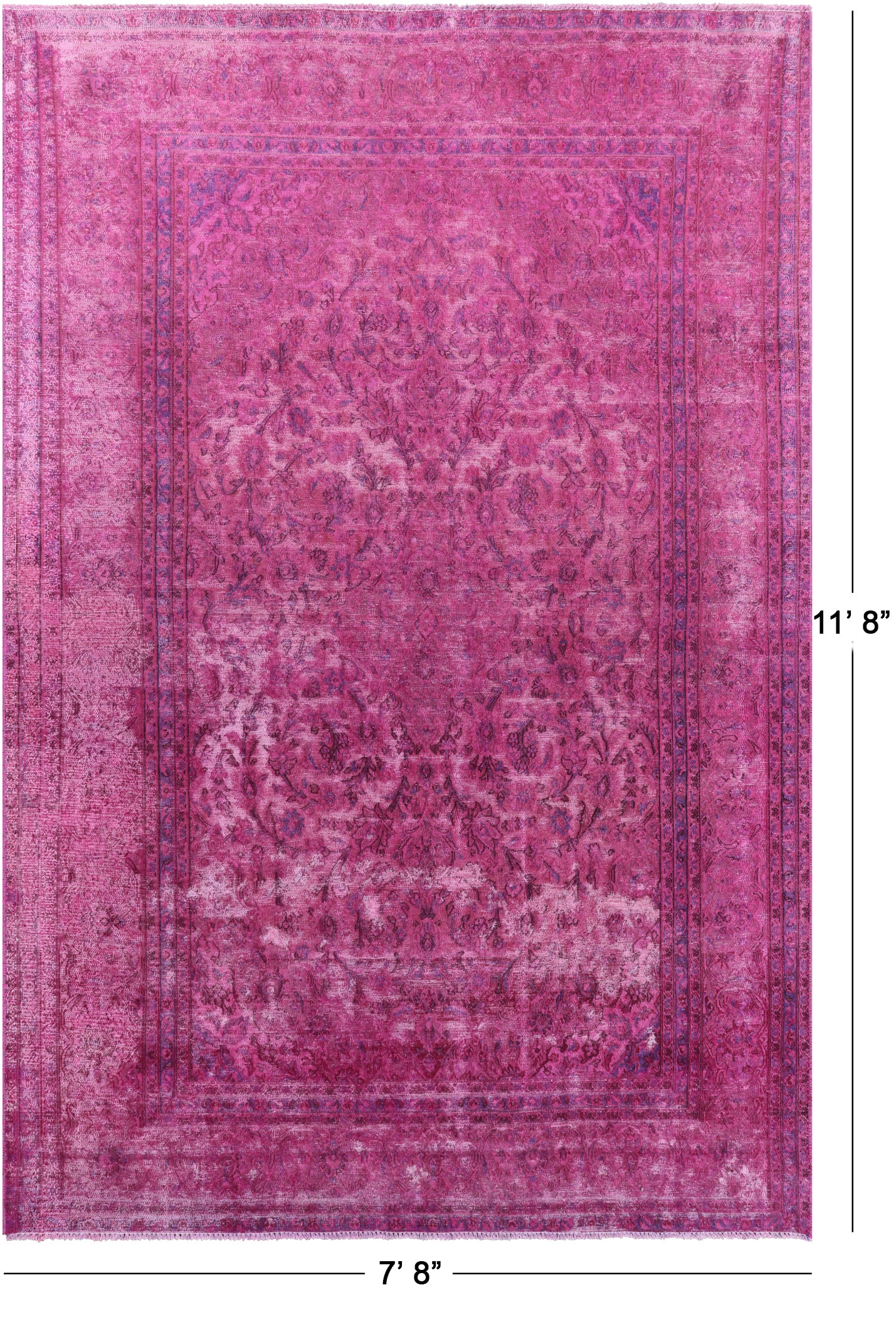 Pink Persian Overdyed Hand Knotted Wool Rug - 7' 8" X 11' 8" - Golden Nile