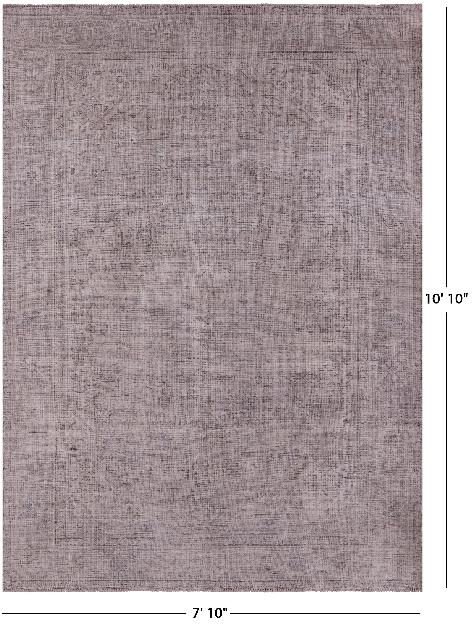 Ivory Persian Vintage White Wash Hand Knotted Wool Rug - 7' 10" X 10' 10" - Golden Nile
