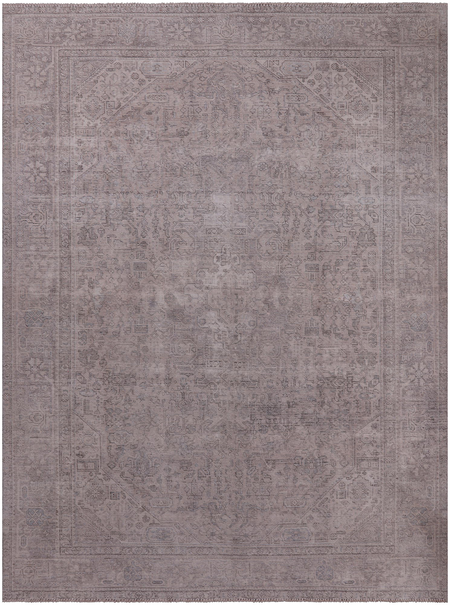SUPER SALE Ivory Persian Vintage White Wash Hand Knotted Wool Rug - 7' 10" X 10' 10"