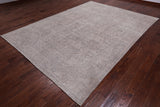 SUPER SALE Ivory Persian Vintage White Wash Hand Knotted Wool Rug - 7' 10" X 10' 10"