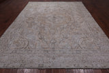 SUPER SALE Ivory Persian Vintage White Wash Hand Knotted Wool Rug - 9' 8" X 12' 3"