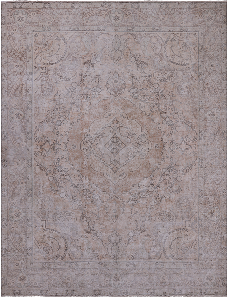 SUPER SALE Ivory Persian Vintage White Wash Hand Knotted Wool Rug - 9' 8" X 12' 3"