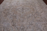 SUPER SALE Ivory Persian Vintage White Wash Hand Knotted Wool Rug - 9' 8" X 12' 3"