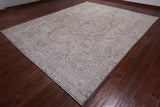 SUPER SALE Ivory Persian Vintage White Wash Hand Knotted Wool Rug - 9' 8" X 12' 3"