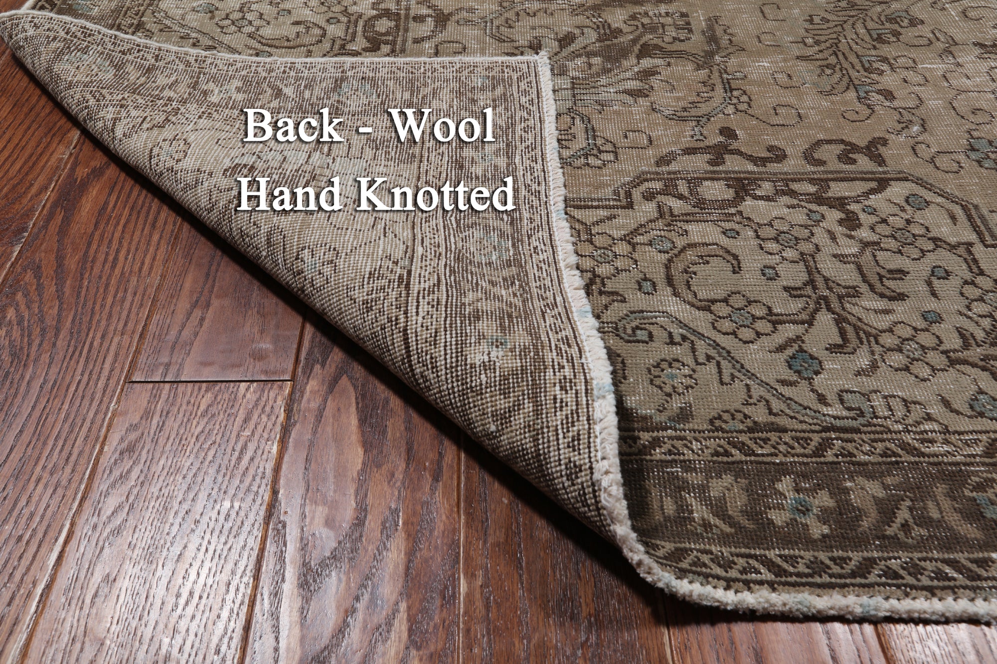 SUPER SALE Persian Vintage White Wash Hand Knotted Wool Rug - 7' 7" X 10' 8"