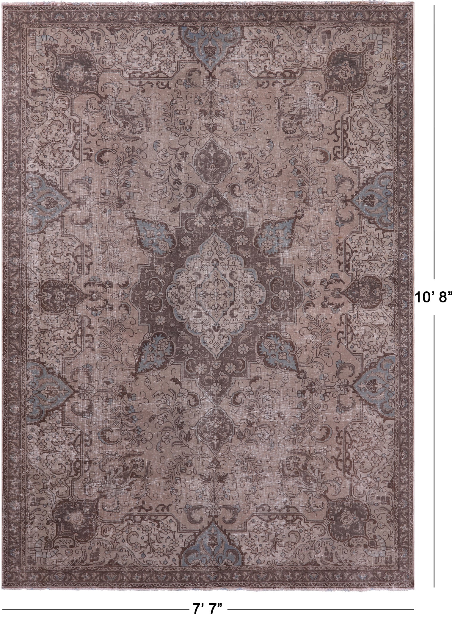 Persian Vintage White Wash Hand Knotted Wool Rug - 7' 7" X 10' 8" - Golden Nile