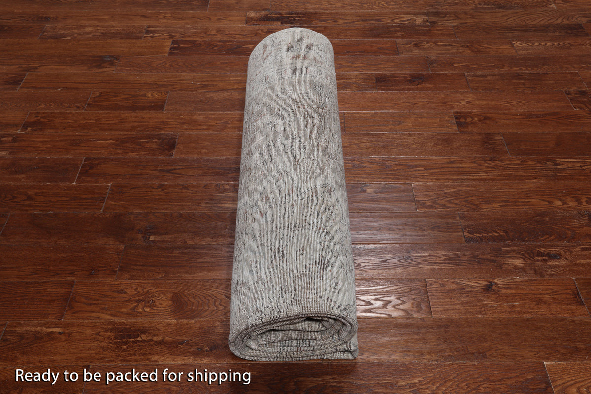 SUPER SALE Persian Vintage White Wash Hand Knotted Wool Rug - 8' 0" X 11' 1"