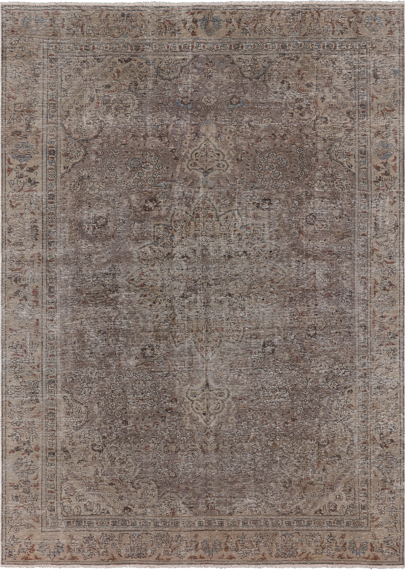 SUPER SALE Persian Vintage White Wash Hand Knotted Wool Rug - 8' 0" X 11' 1"