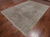 SUPER SALE Persian Vintage White Wash Hand Knotted Wool Rug - 8' 0" X 11' 1"