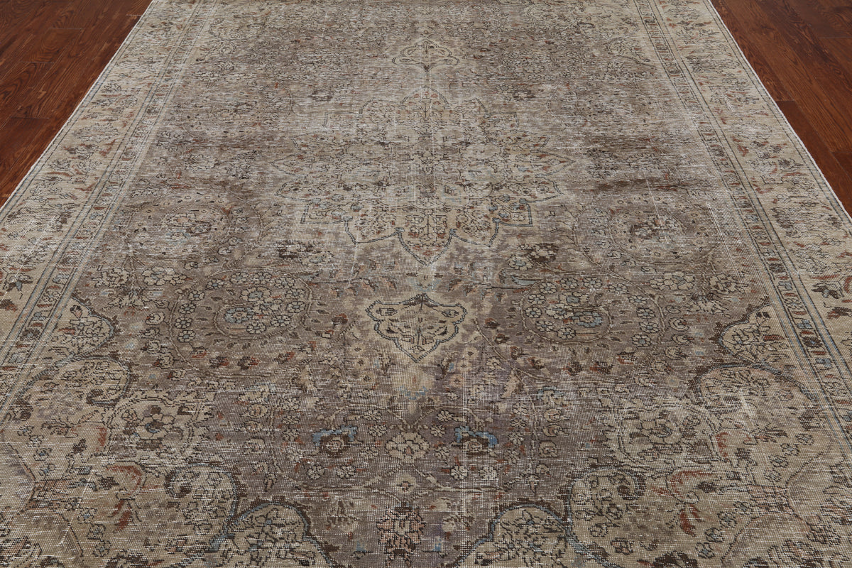 SUPER SALE Persian Vintage White Wash Hand Knotted Wool Rug - 8' 0" X 11' 1"