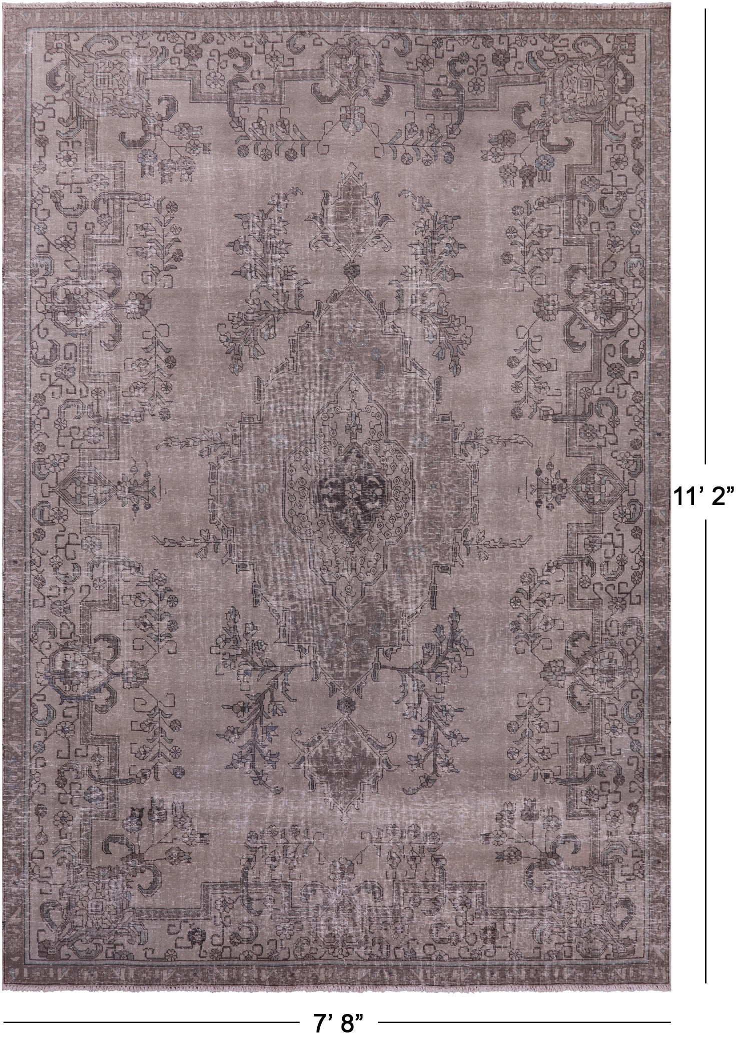 Ivory Persian Vintage White Wash Handmade Wool Rug - 7' 8" X 11' 2" - Golden Nile