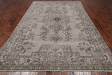 SUPER SALE Ivory Persian Vintage White Wash Handmade Wool Rug - 7' 8" X 11' 2"