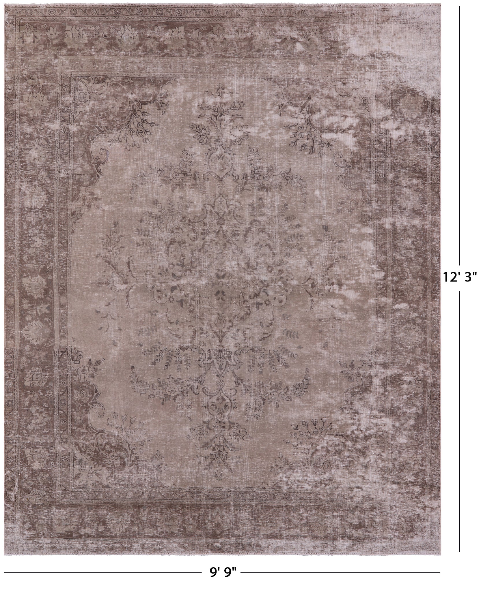 Ivory Persian Vintage White Wash Handmade Wool Rug - 9' 9" X 12' 3" - Golden Nile