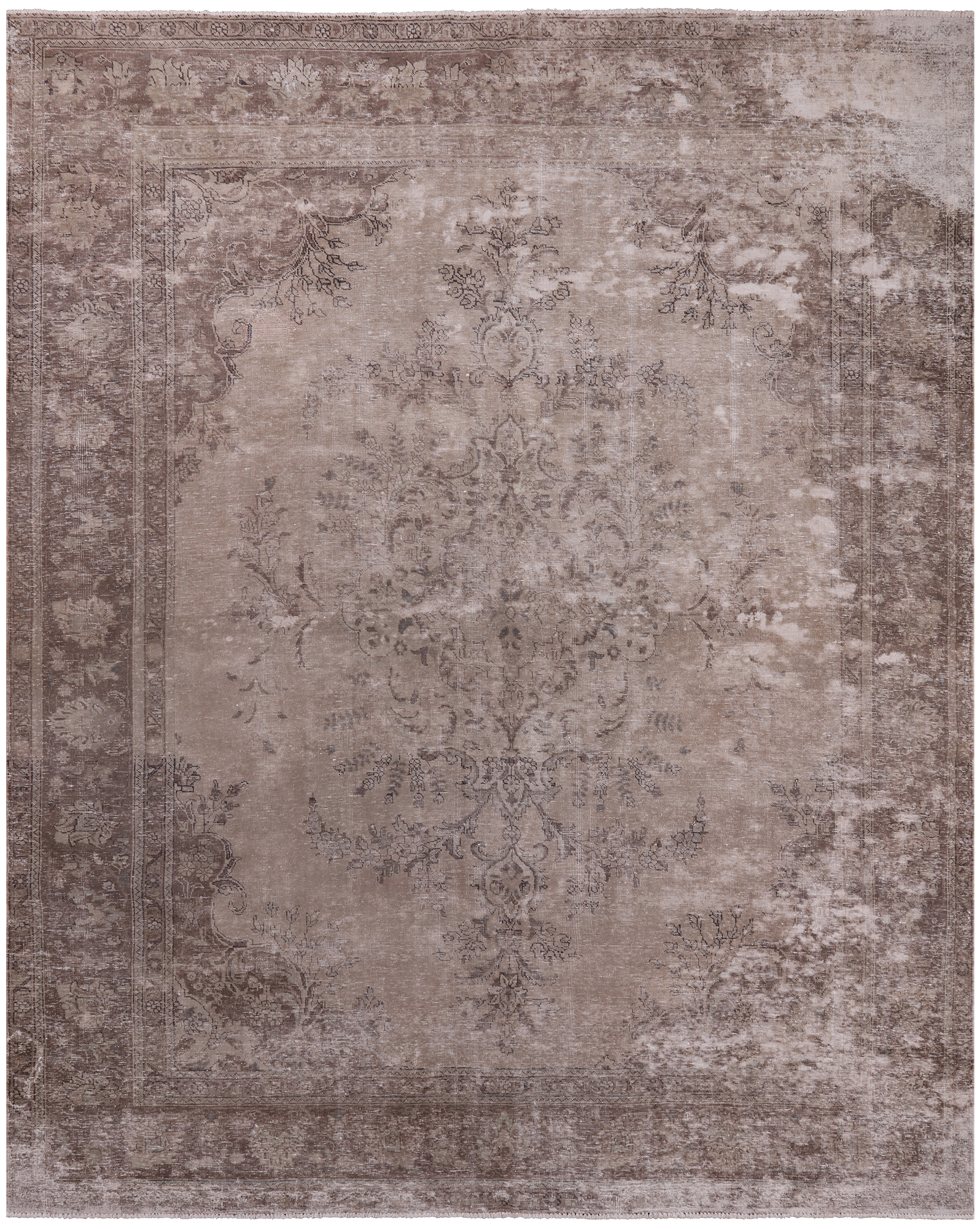 SUPER SALE Ivory Persian Vintage White Wash Handmade Wool Rug - 9' 9" X 12' 3"