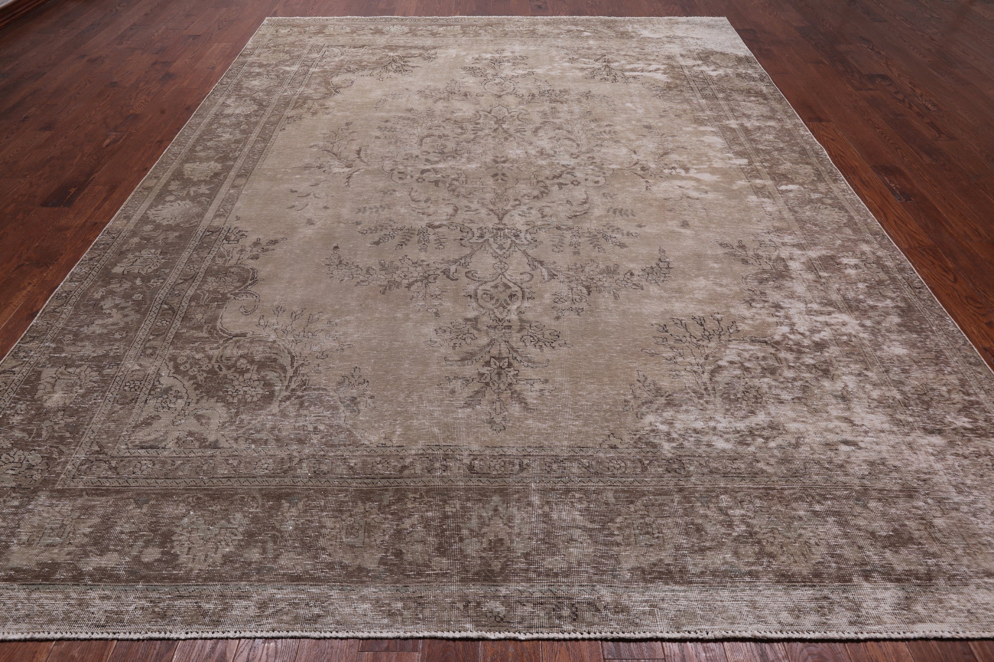 SUPER SALE Ivory Persian Vintage White Wash Handmade Wool Rug - 9' 9" X 12' 3"