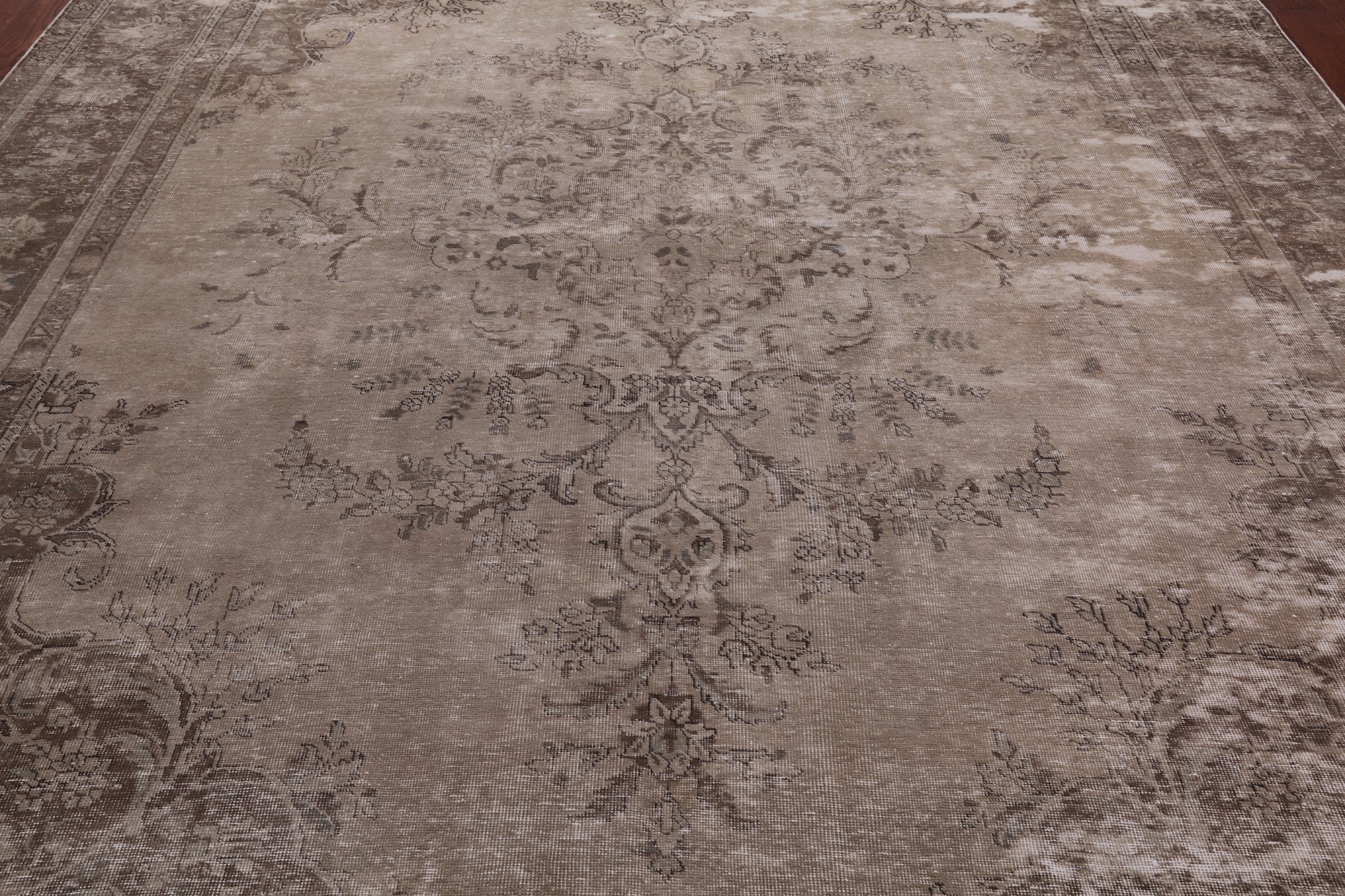 SUPER SALE Ivory Persian Vintage White Wash Handmade Wool Rug - 9' 9" X 12' 3"