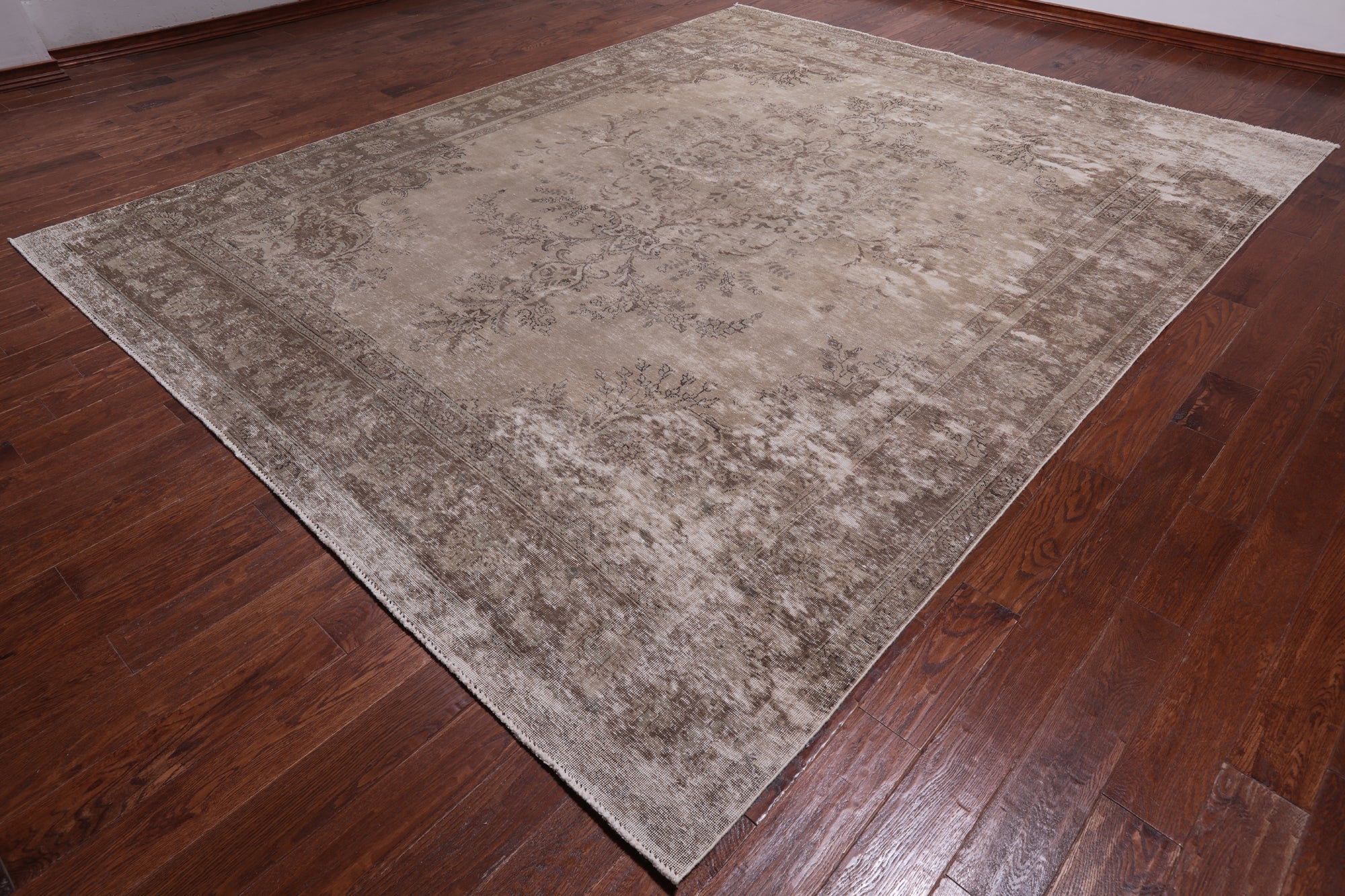 SUPER SALE Ivory Persian Vintage White Wash Handmade Wool Rug - 9' 9" X 12' 3"