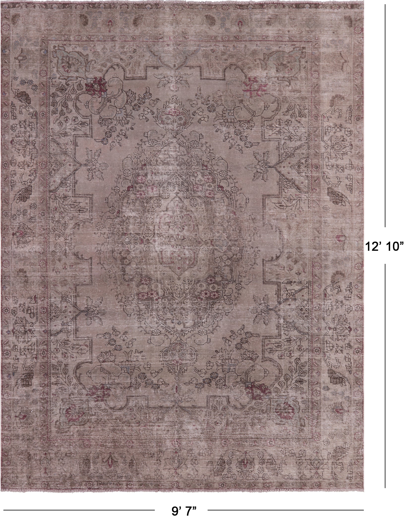 Ivory Persian Overdyed Handmade Wool Rug - 9' 7" X 12' 10" - Golden Nile