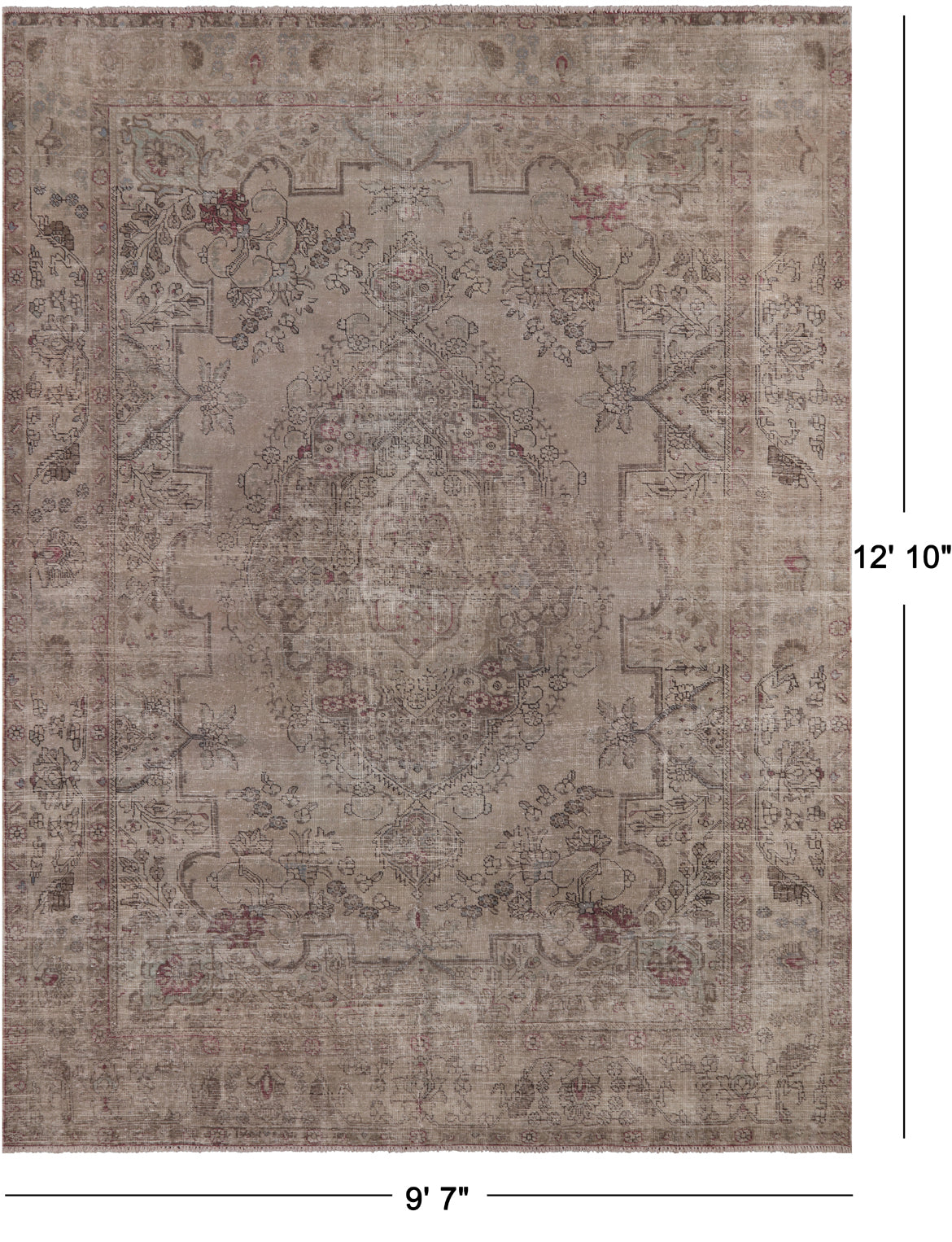 SUPER SALE Ivory Persian Overdyed Handmade Wool Rug - 9' 7" X 12' 10"