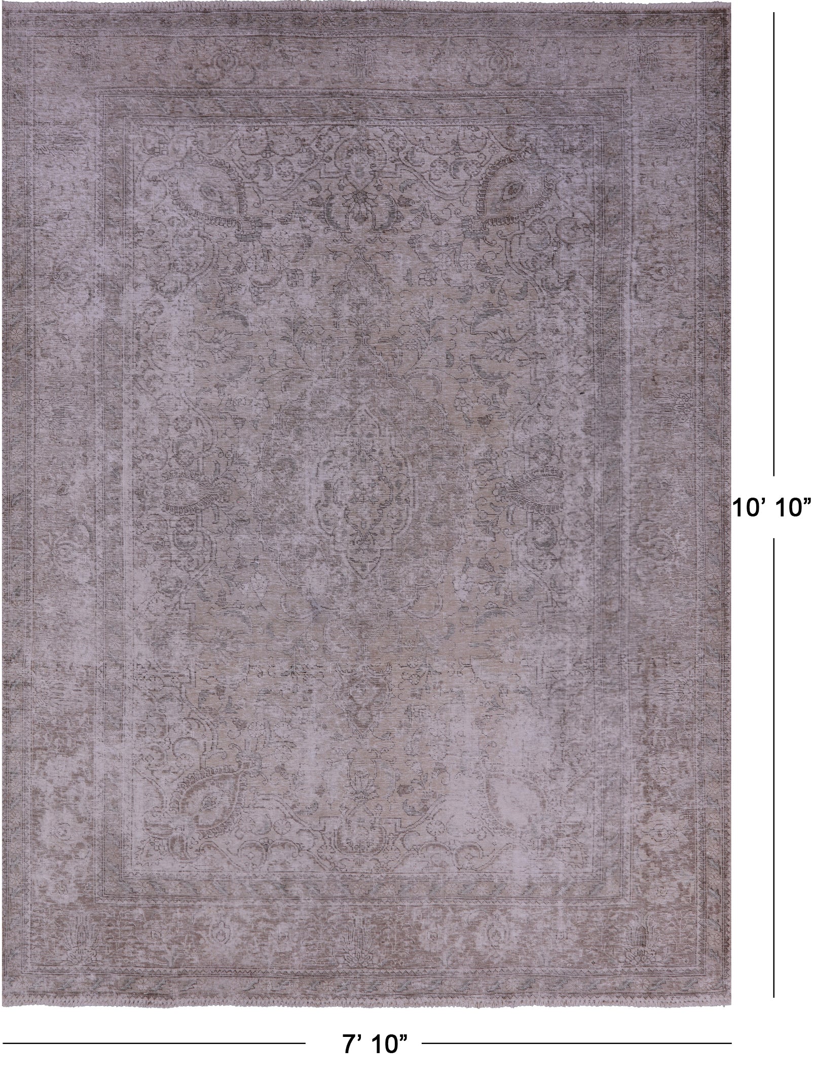 Ivory Persian Vintage White Wash Hand Knotted Wool Rug - 7' 10" X 10' 10" - Golden Nile