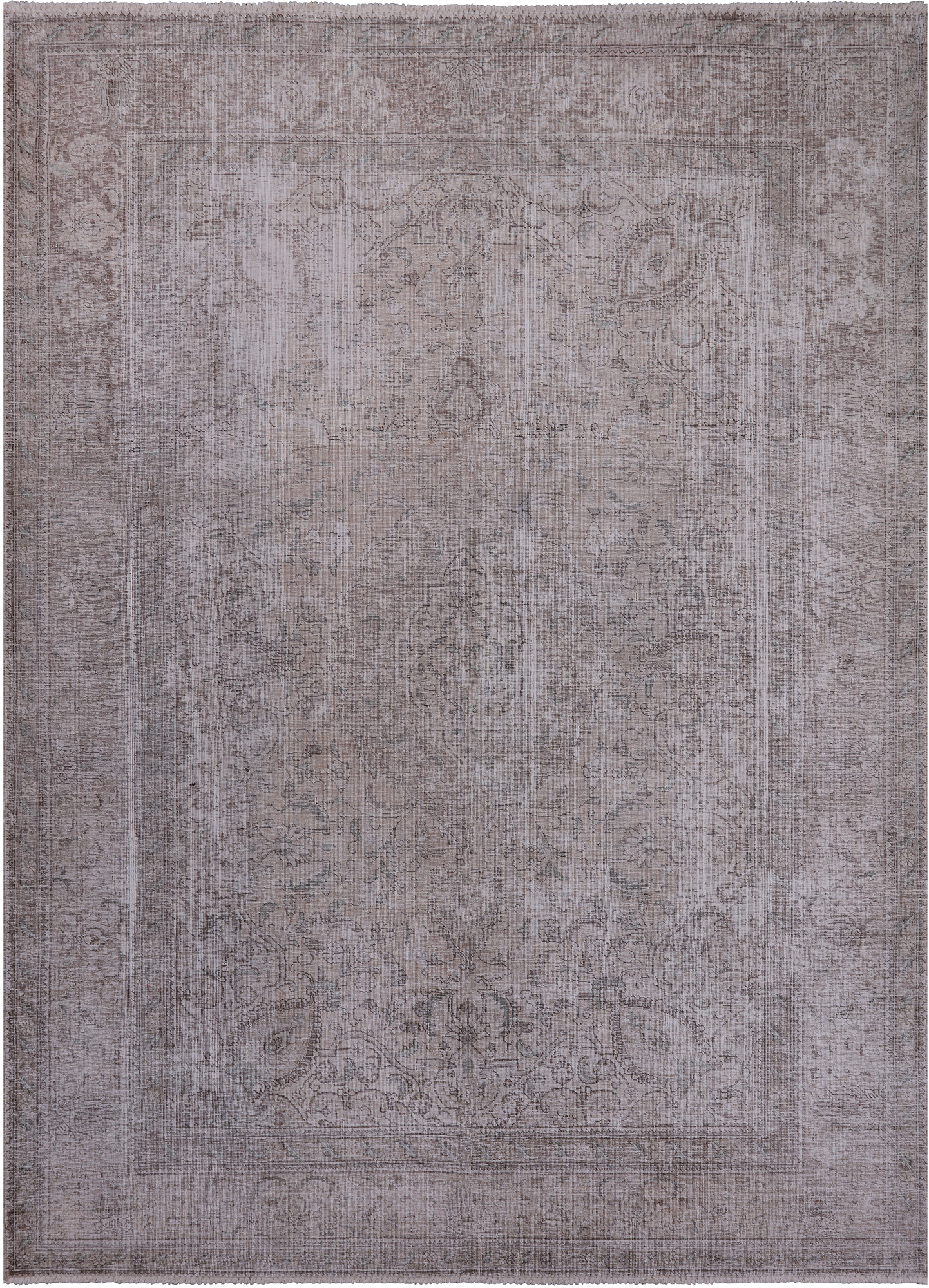 SUPER SALE Ivory Persian Vintage White Wash Hand Knotted Wool Rug - 7' 10" X 10' 10"