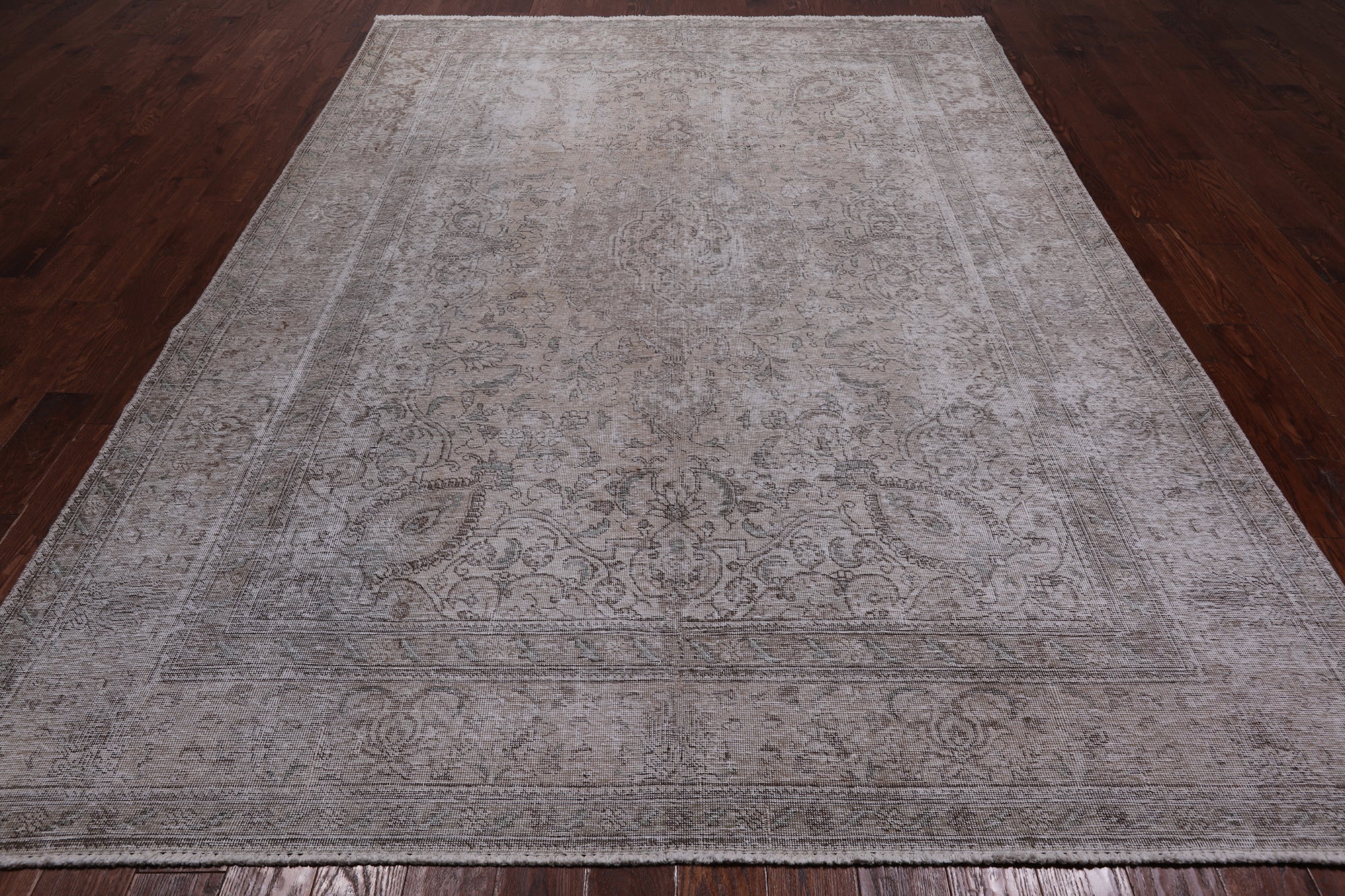 SUPER SALE Ivory Persian Vintage White Wash Hand Knotted Wool Rug - 7' 10" X 10' 10"