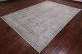 SUPER SALE Ivory Persian Vintage White Wash Hand Knotted Wool Rug - 7' 10" X 10' 10"
