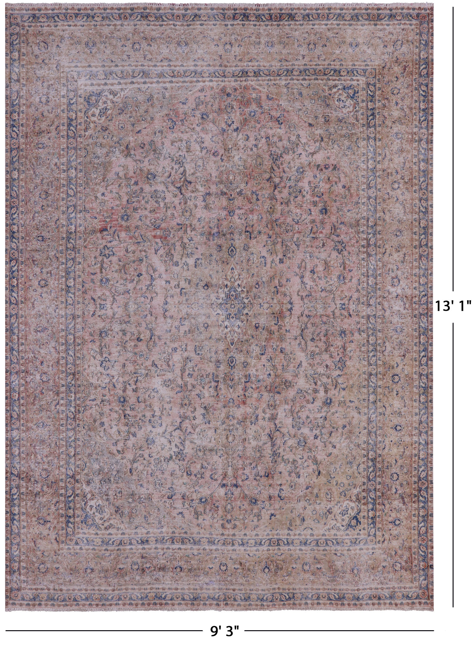 Persian Vintage White Wash Hand Knotted Wool Rug - 9' 3" X 13' 1" - Golden Nile