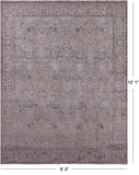 Ivory Persian Vintage White Wash Handmade Wool Rug - 9' 3" X 12' 1" - Golden Nile