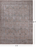 SUPER SALE Ivory Persian Vintage White Wash Handmade Wool Rug - 9' 3" X 12' 1"