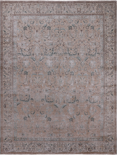 SUPER SALE Ivory Persian Vintage White Wash Handmade Wool Rug - 9' 3" X 12' 1"