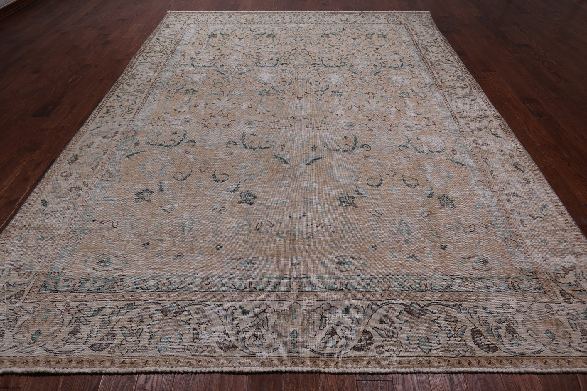 SUPER SALE Ivory Persian Vintage White Wash Handmade Wool Rug - 9' 3" X 12' 1"