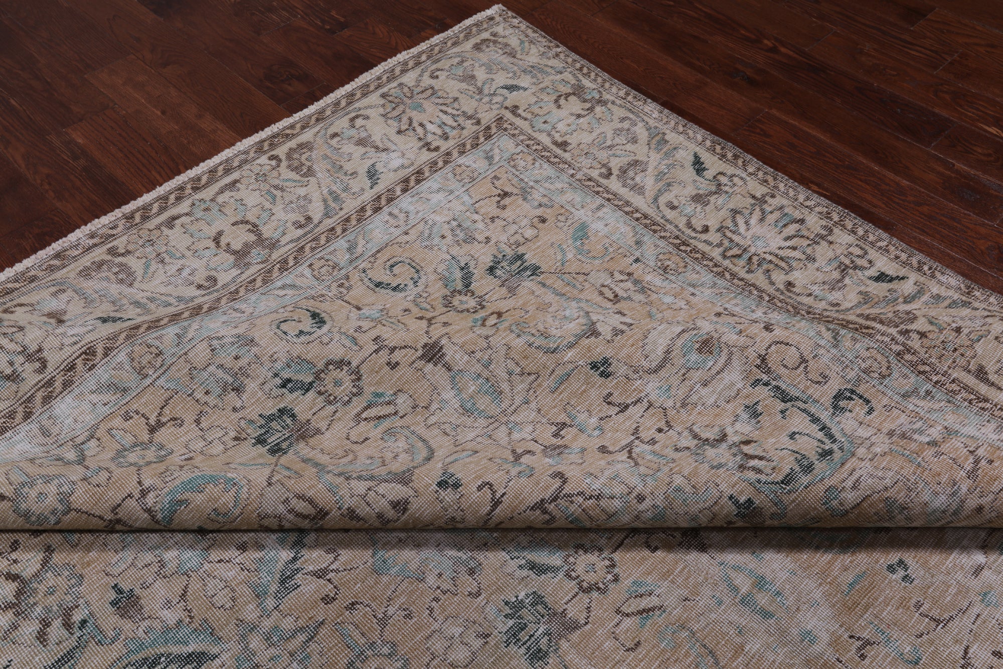 SUPER SALE Ivory Persian Vintage White Wash Handmade Wool Rug - 9' 3" X 12' 1"